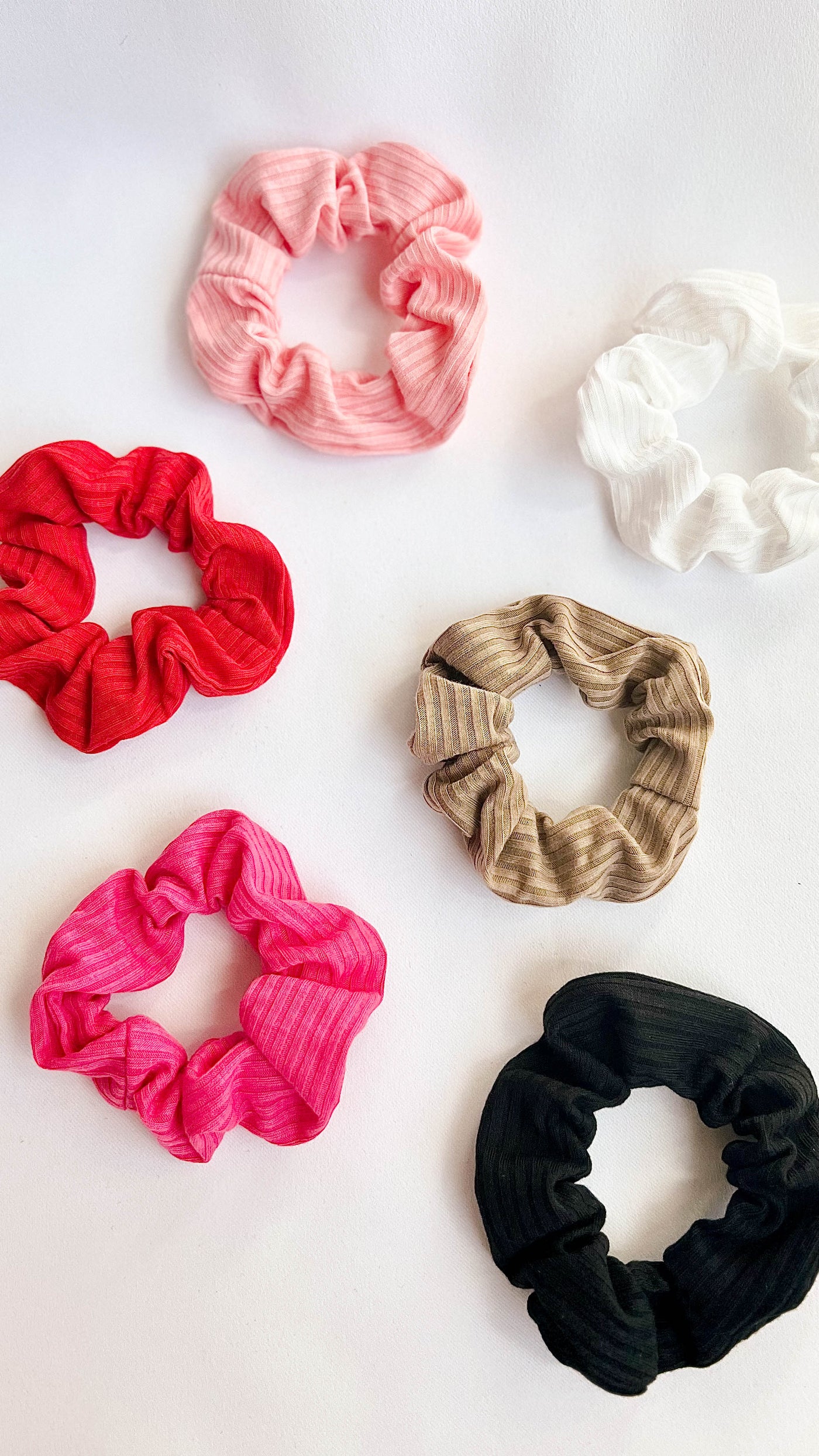 Multicolor Textured Knit Six Pack Scrunchies