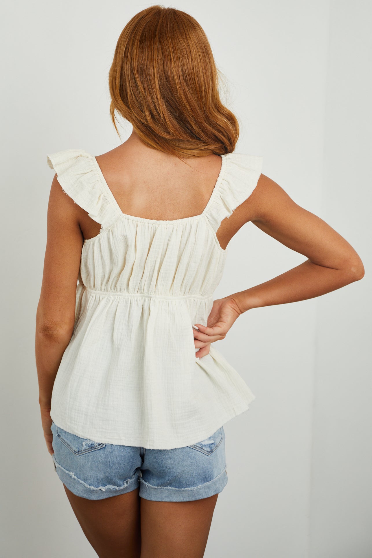 Natural Sweetheart Neck Babydoll Cotton Tank Top