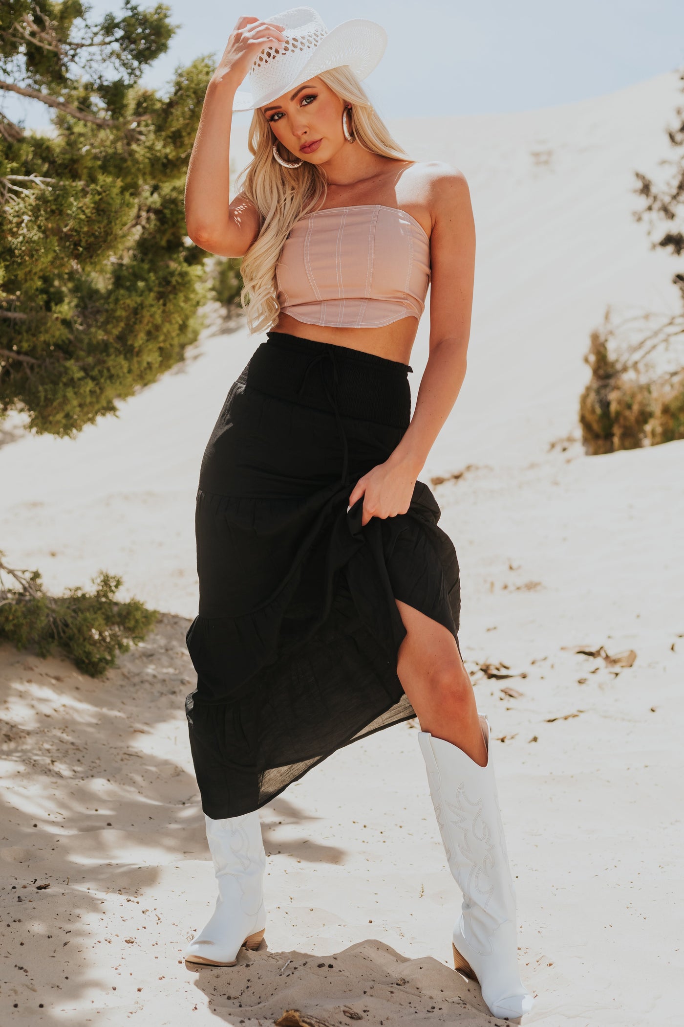 Nude Contrast Stitch Strapless Corset Top