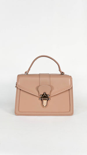 Nude Faux Leather Purse with Gold Chain