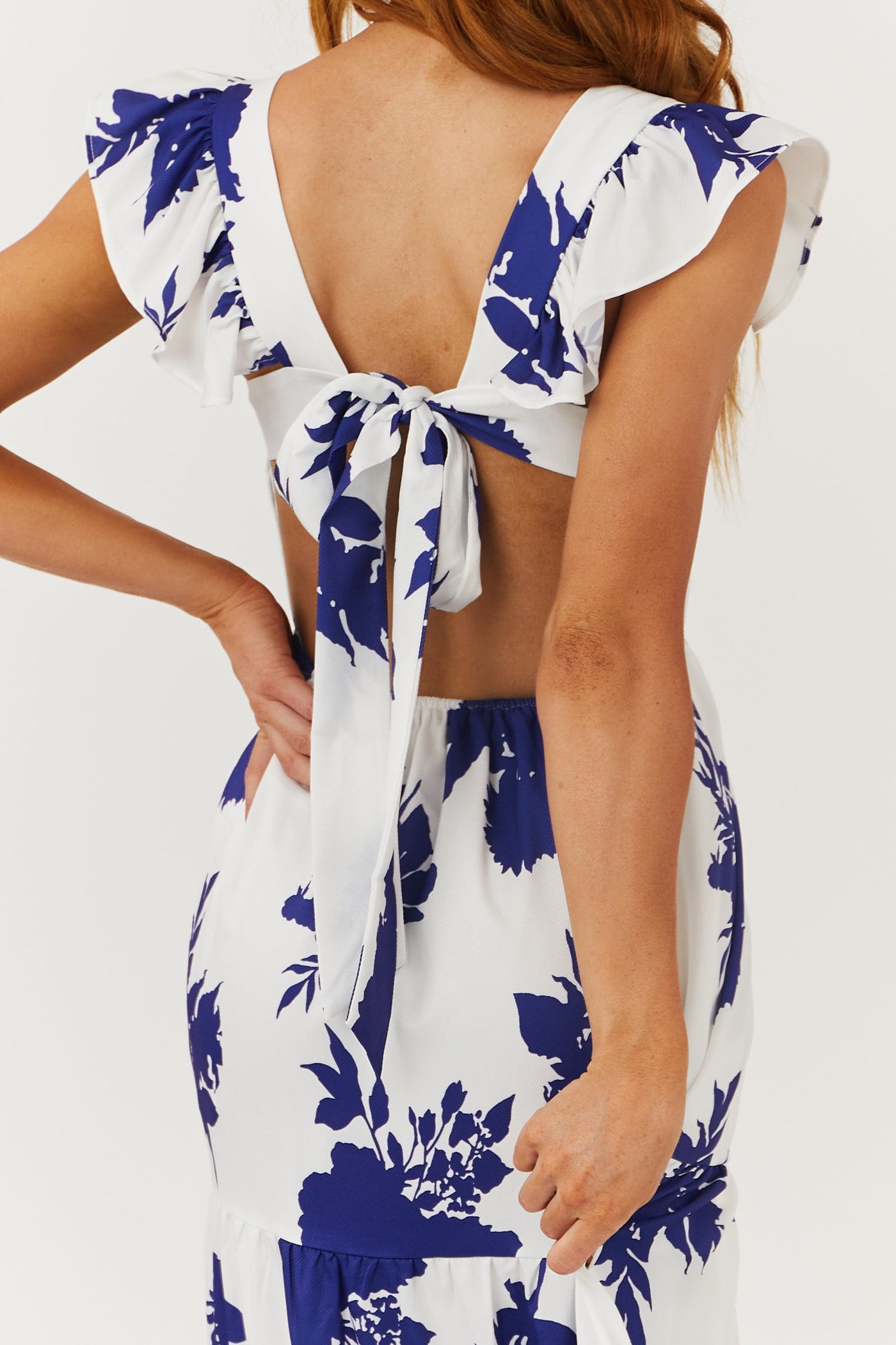 Off White Floral Ruffle Strap Tiered Maxi Dress