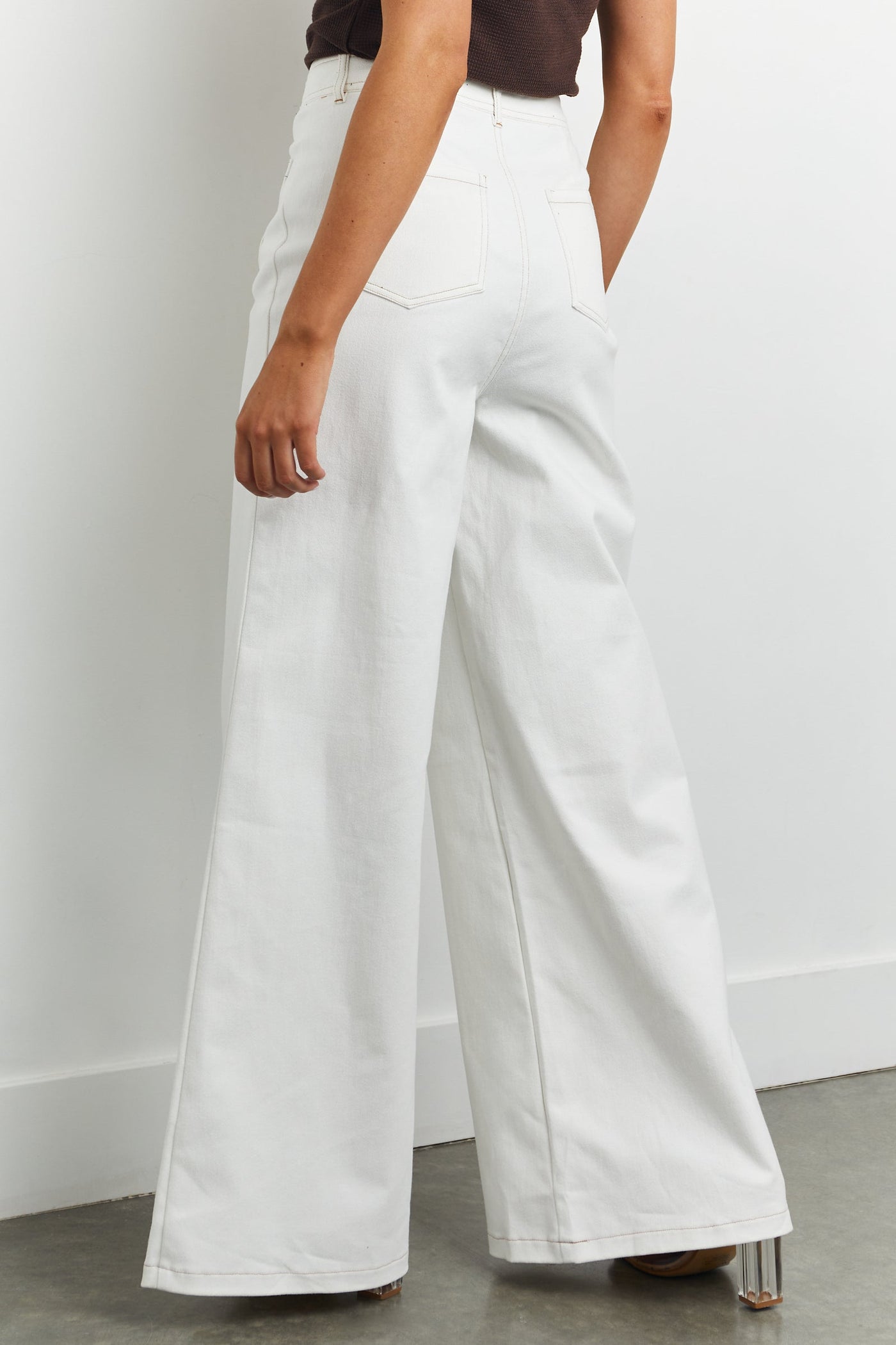 Off White High Rise Wide Leg Sailor Jeans