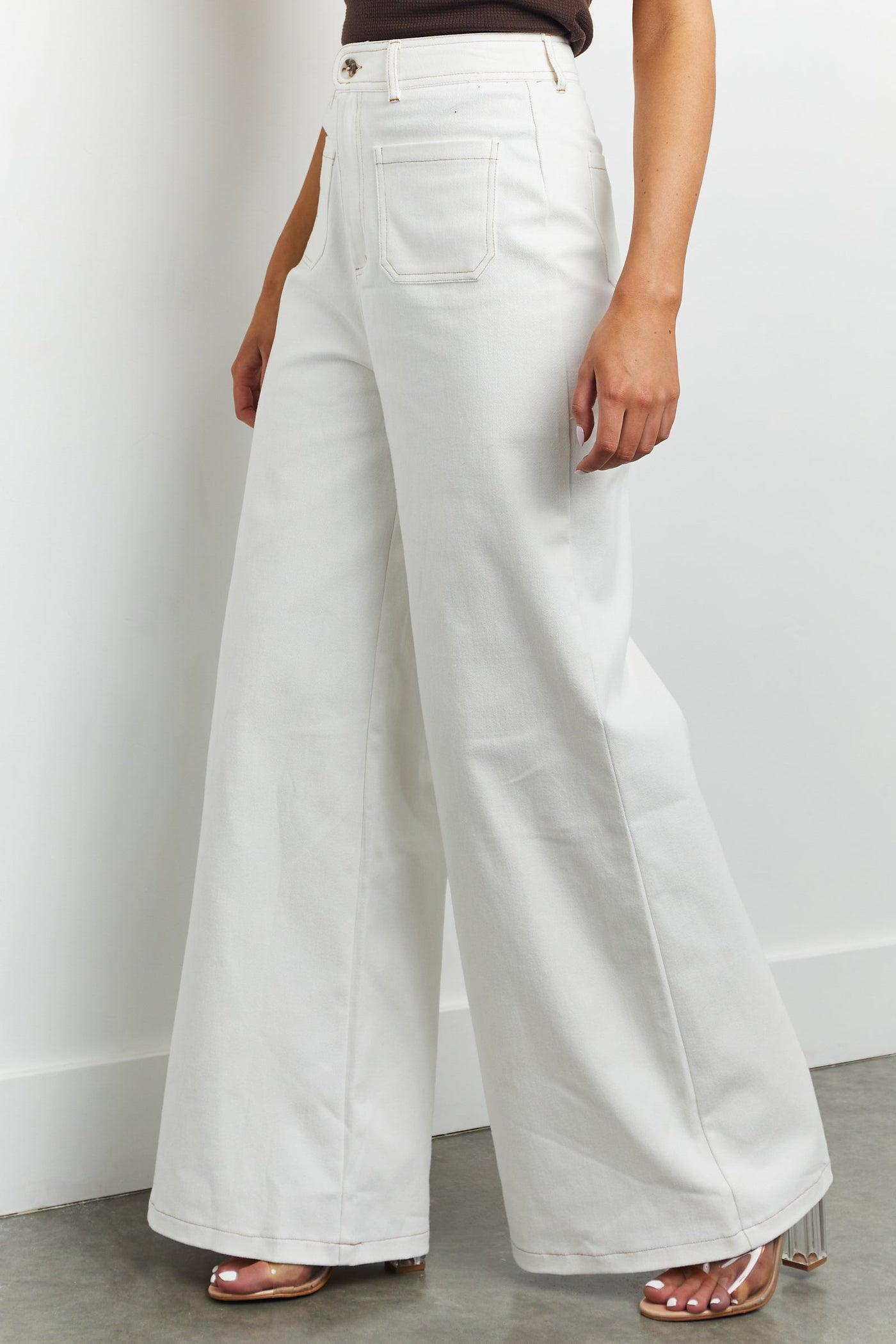 Off White High Rise Wide Leg Sailor Jeans