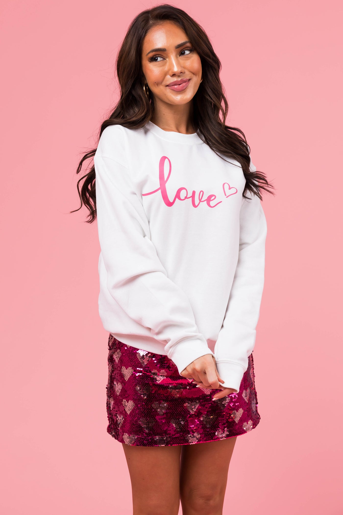 Off White 'Love' Long Sleeve Knit Sweatshirt