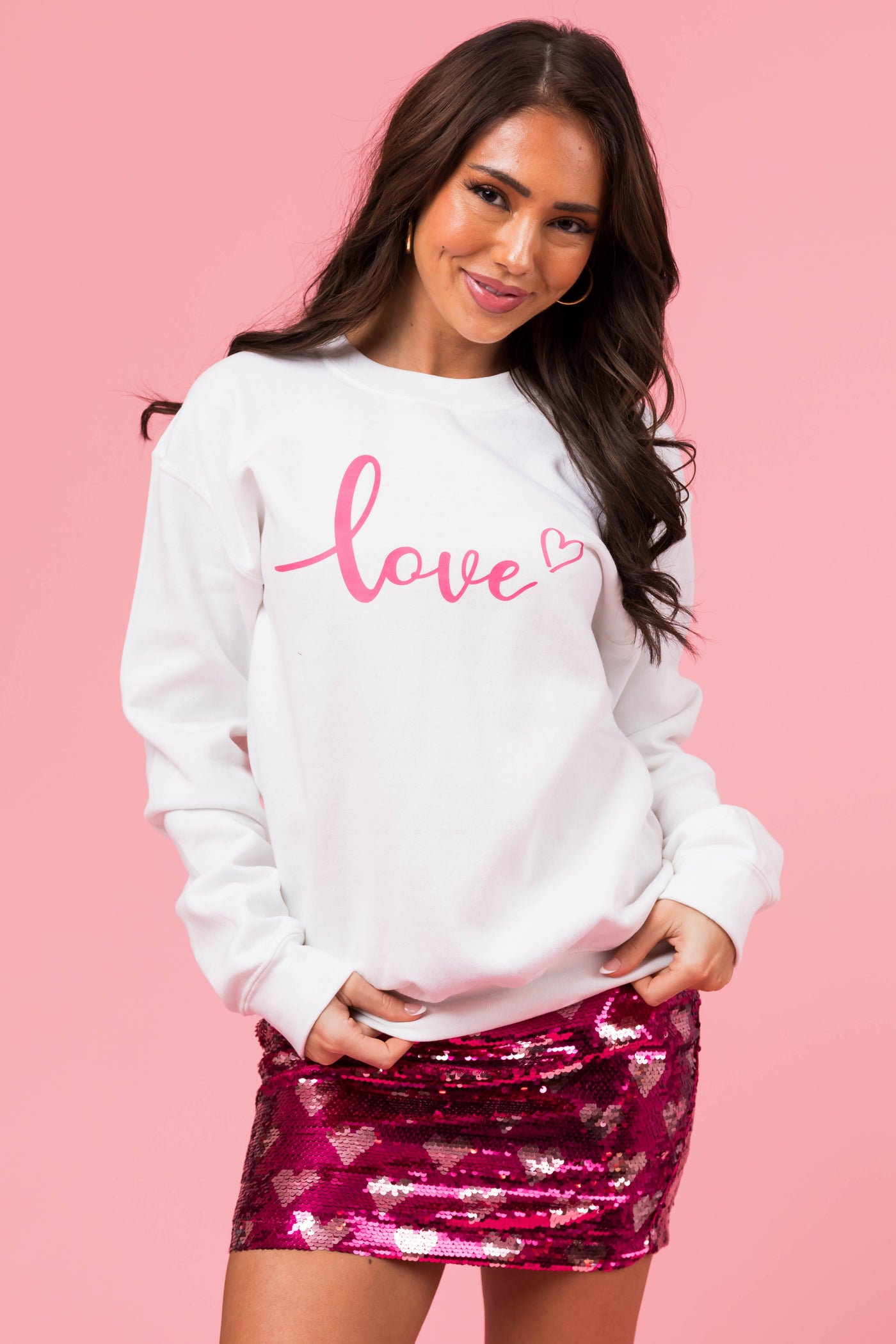 Off White 'Love' Long Sleeve Knit Sweatshirt