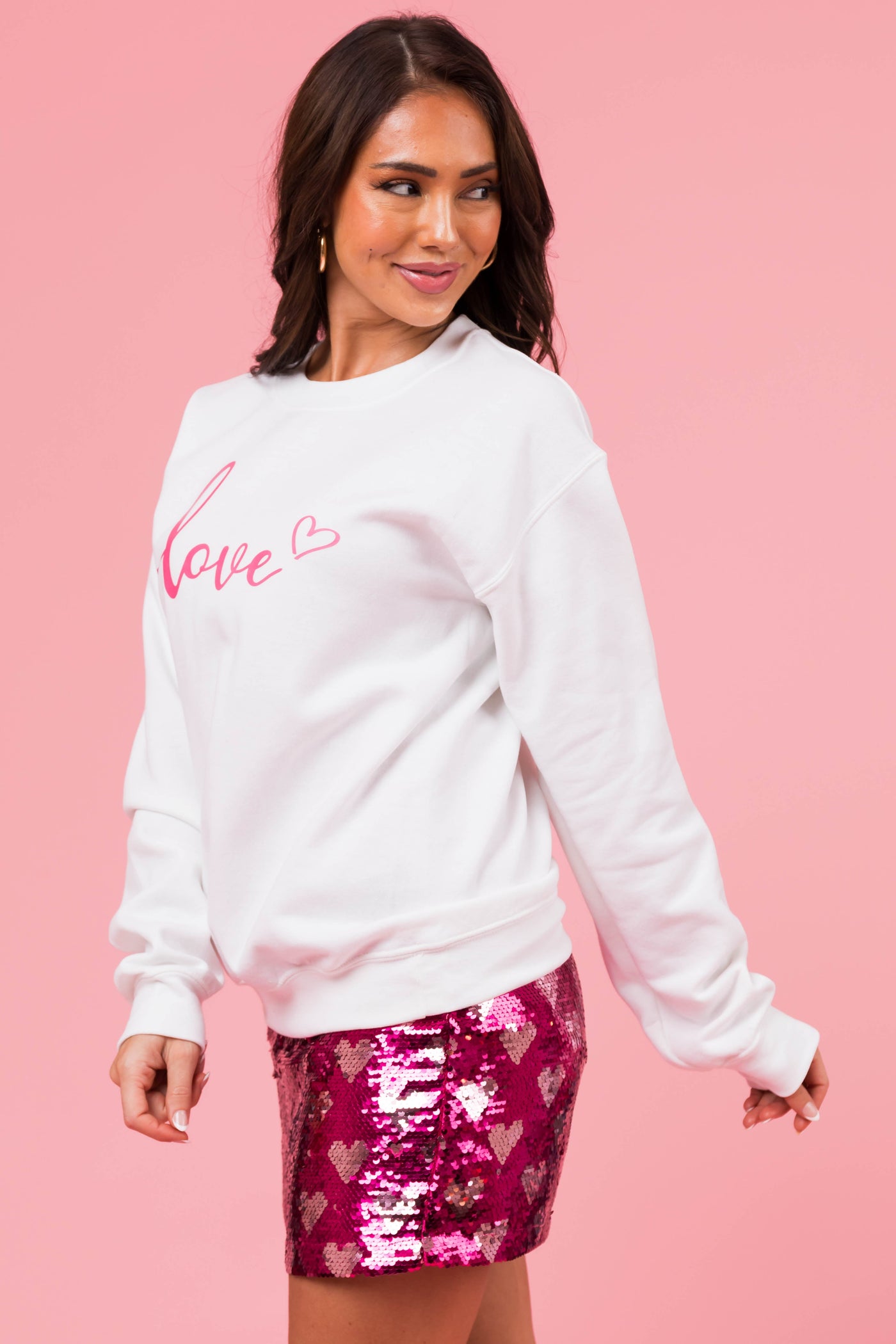 Off White 'Love' Long Sleeve Knit Sweatshirt