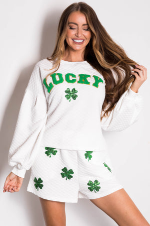 Off White 'Lucky' Graphic Quilted Sweatshirt