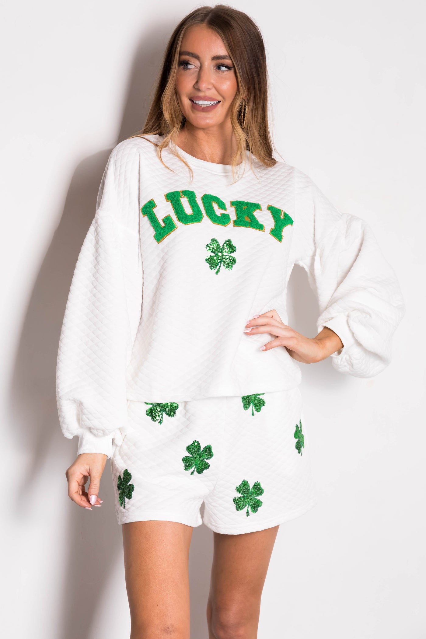 Off White 'Lucky' Graphic Quilted Sweatshirt