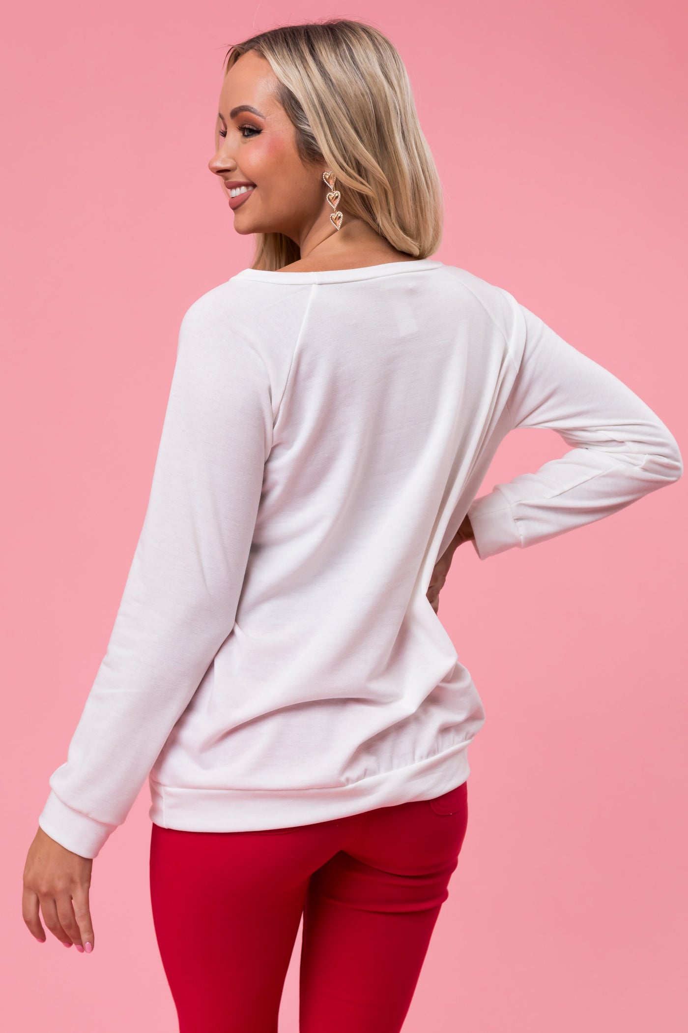 Off White 'XOXO' Embroidered Raglan Pullover Top