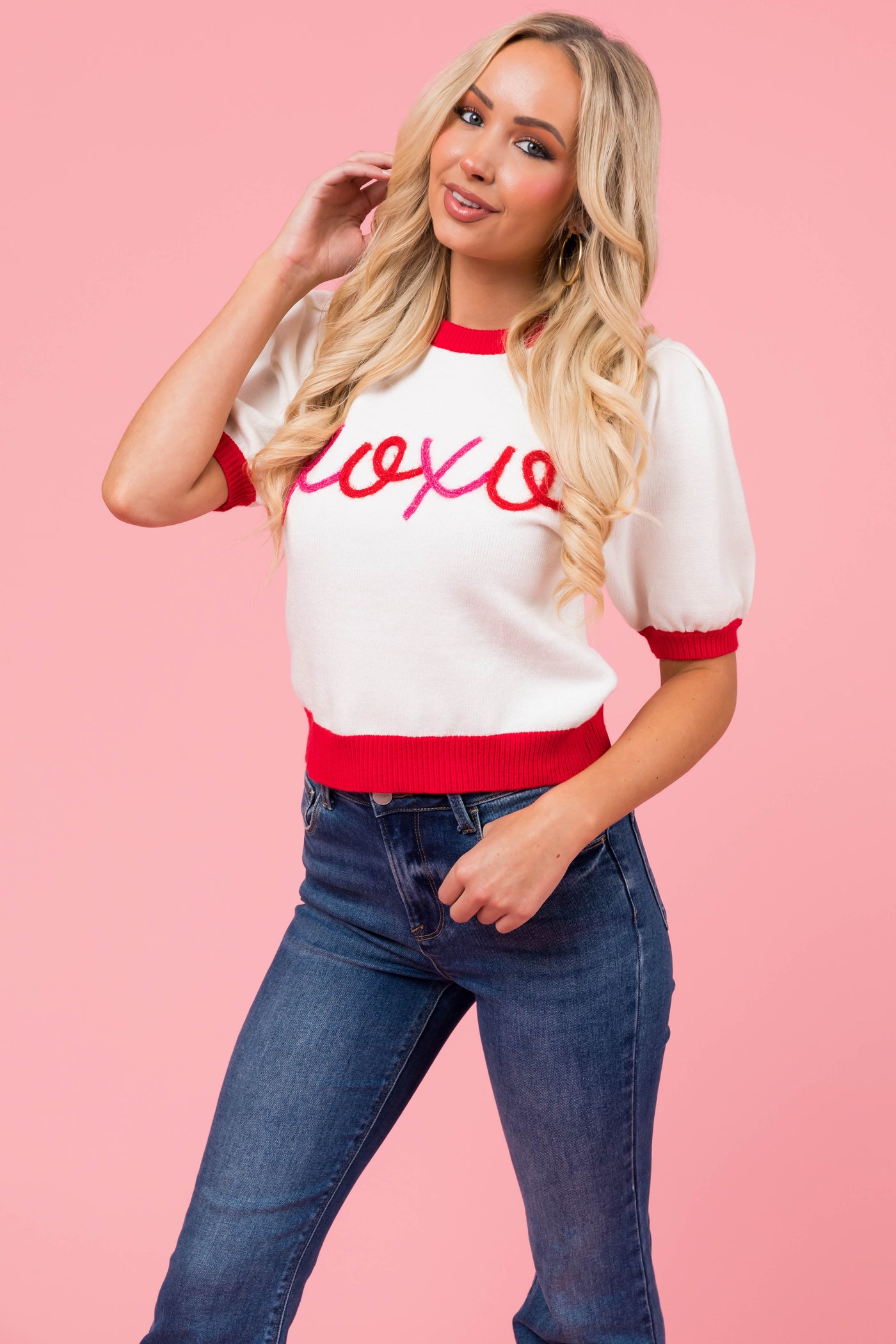 Off White 'XOXO' Half Sleeve Sweater