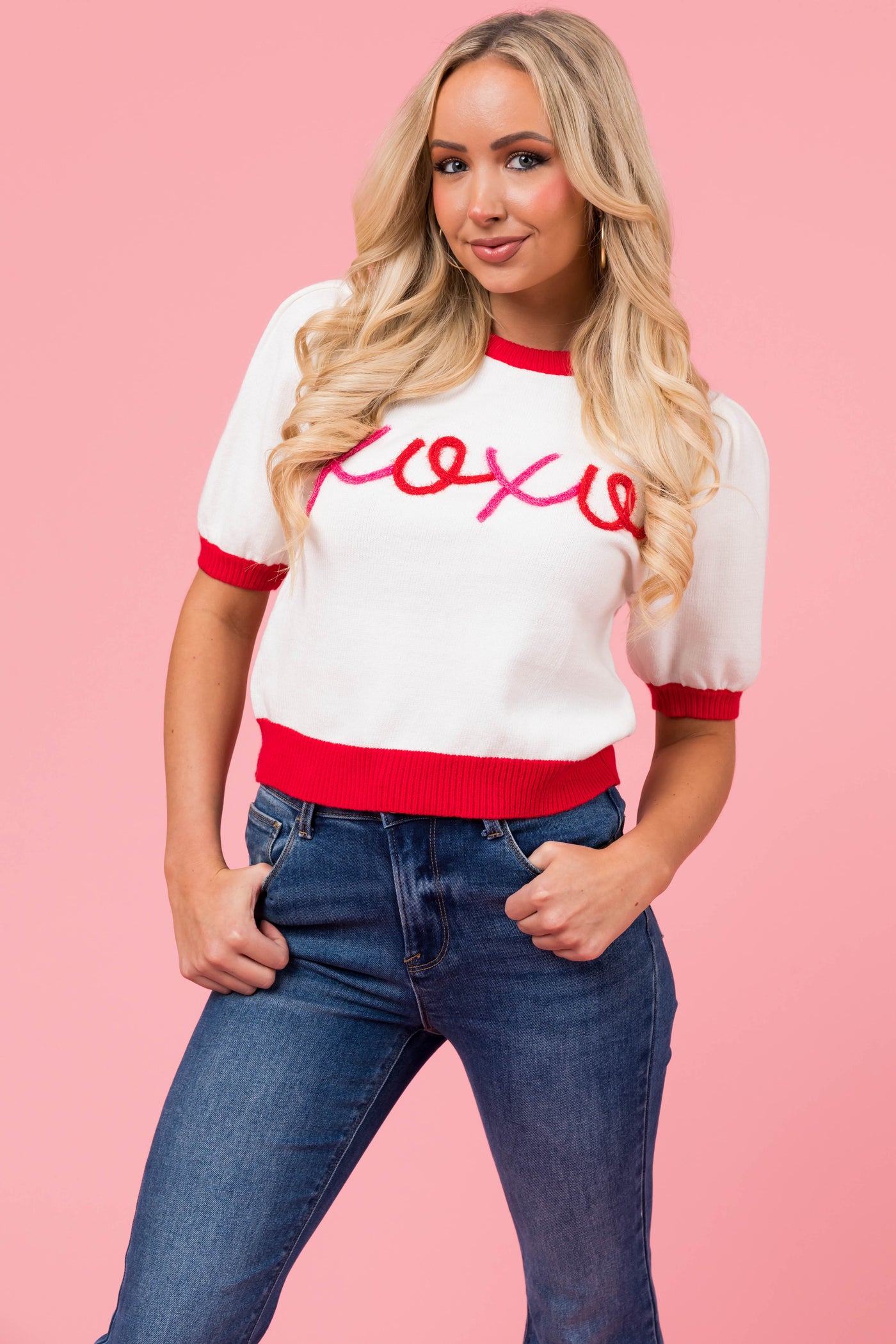 Off White 'XOXO' Half Sleeve Sweater