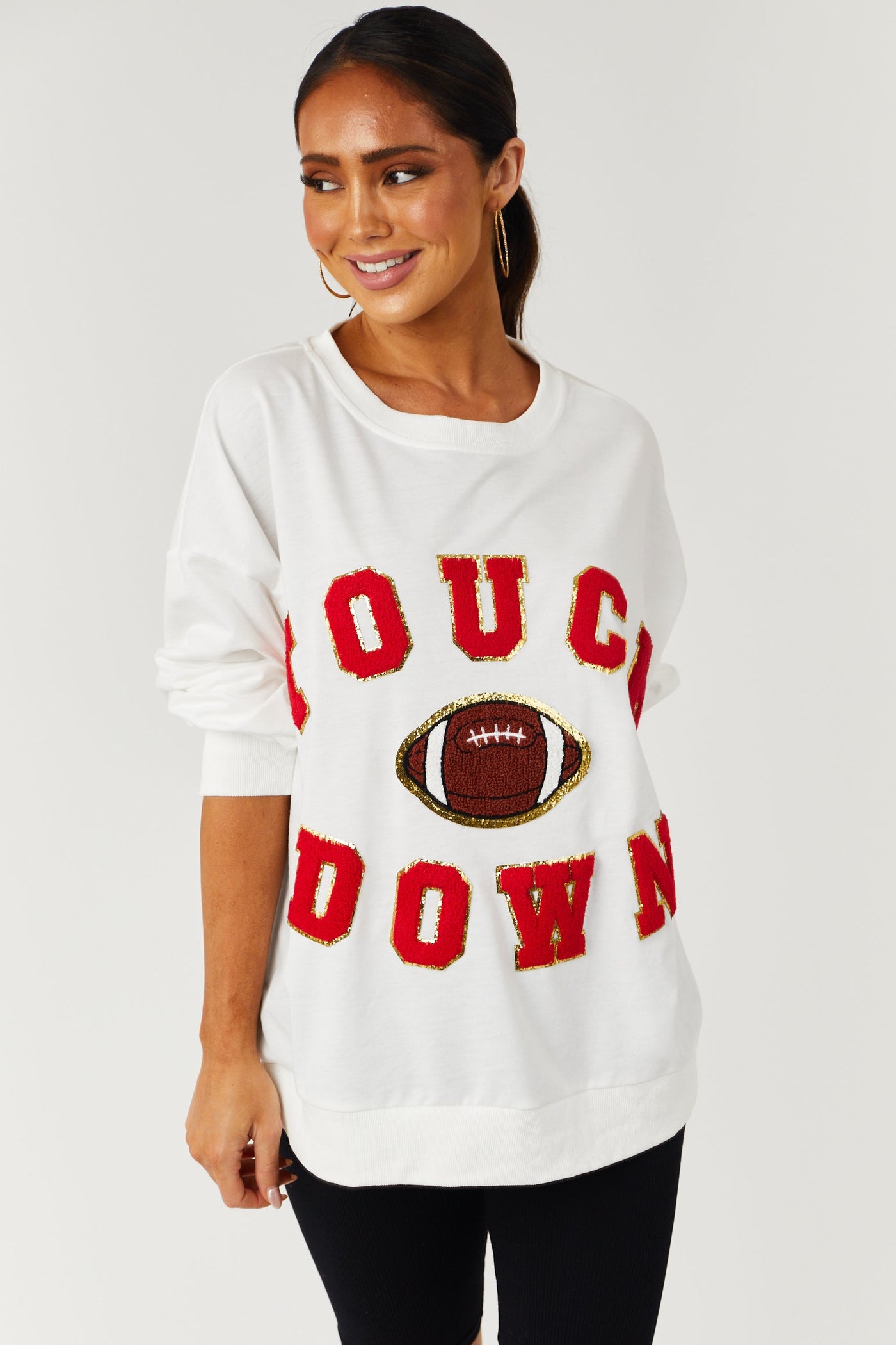 Off White and Red 'Touchdown' Sweater