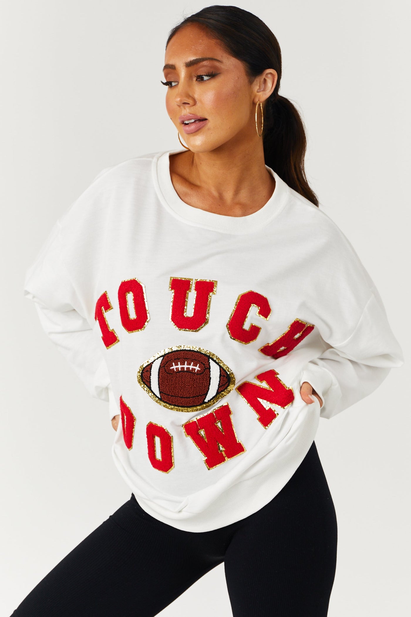 Off White and Red 'Touchdown' Sweater