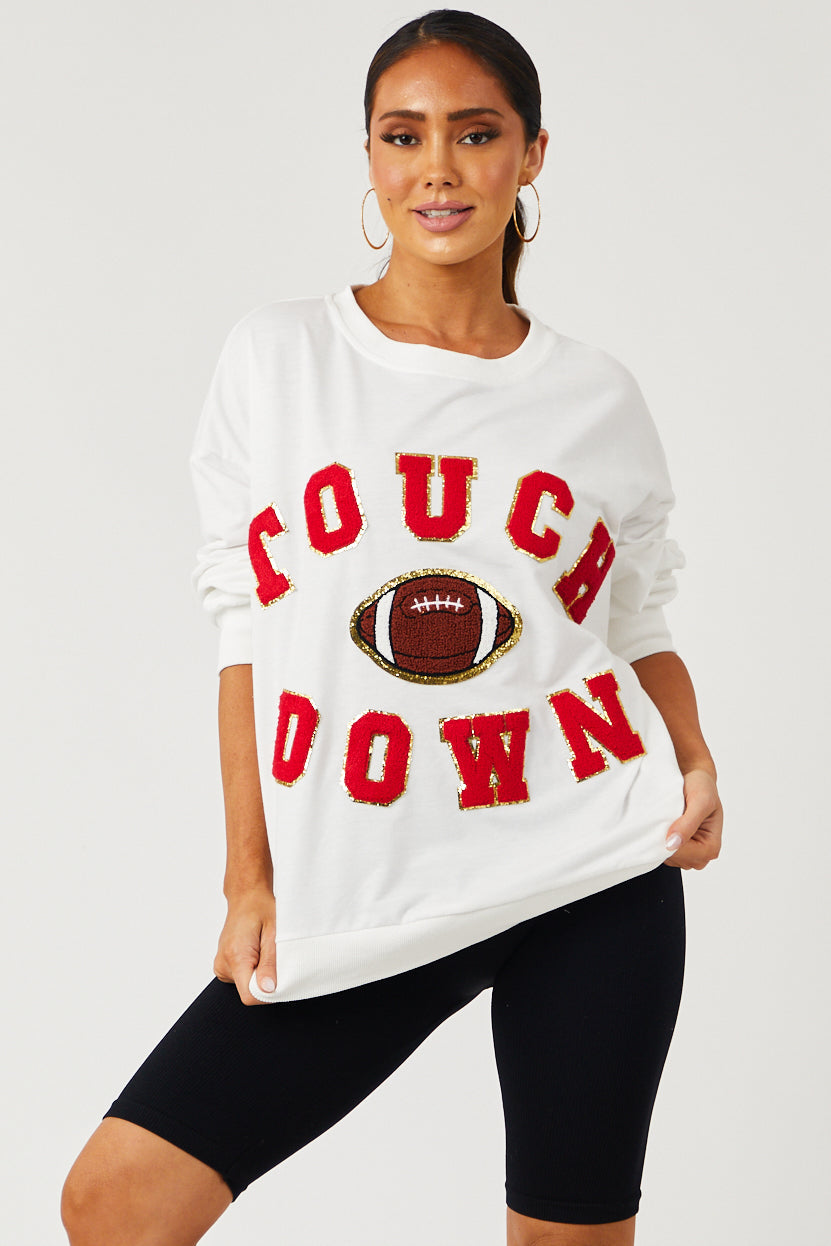 Off White and Red 'Touchdown' Sweater