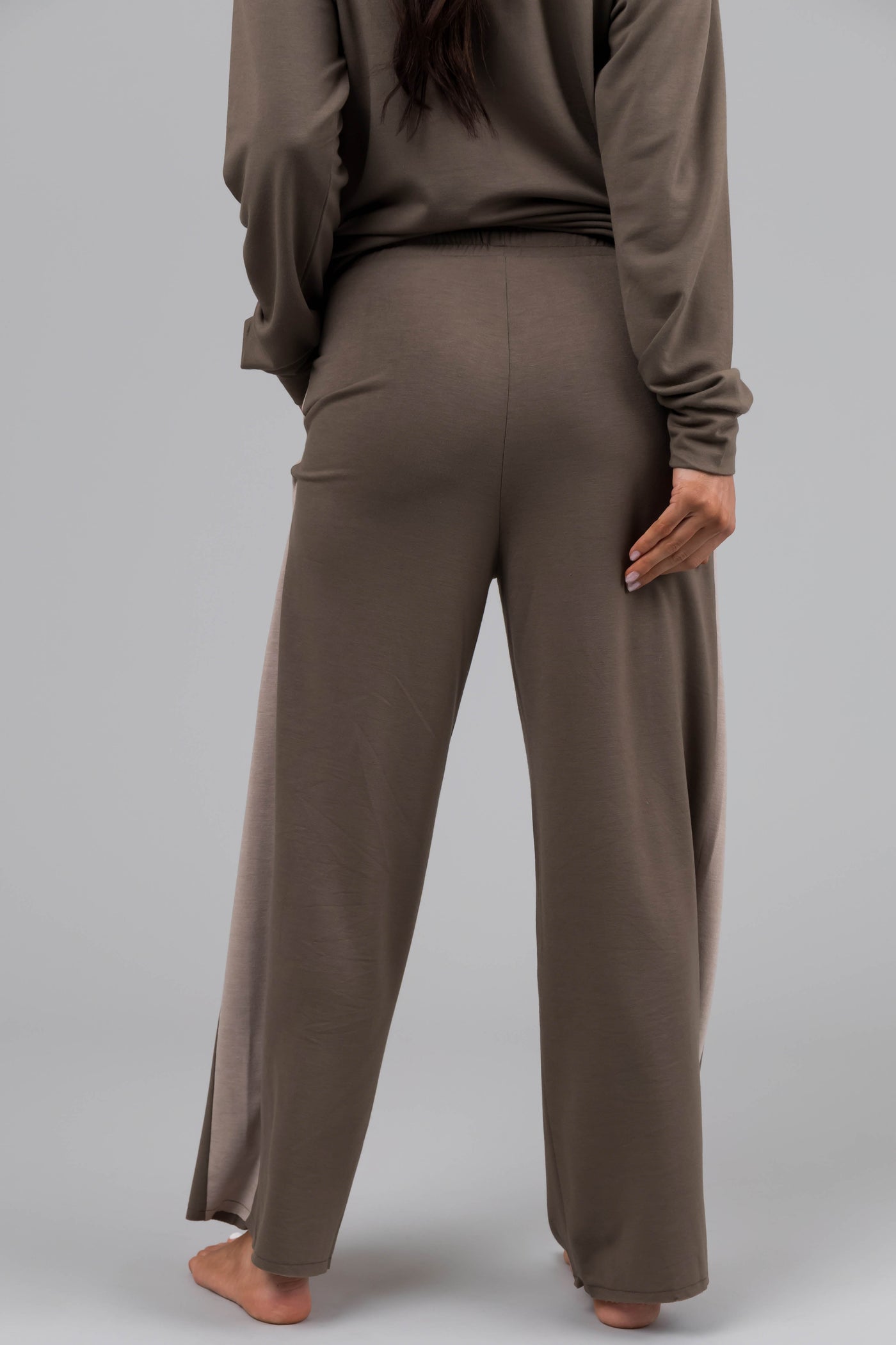 Olive Leopard Contrast Wide Leg Matching Set