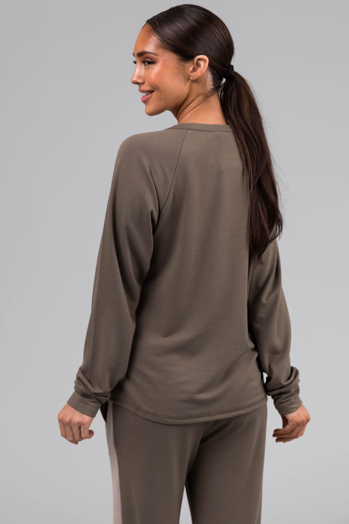 Olive Leopard Contrast Wide Leg Matching Set