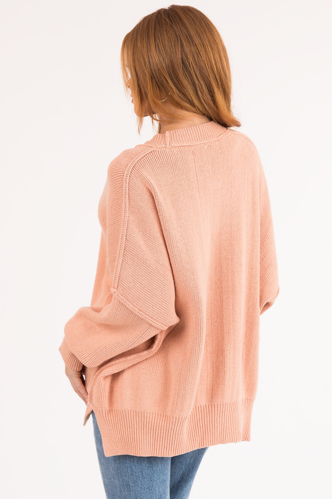 Peach Oversized Drop Shoulder Cozy Sweater
