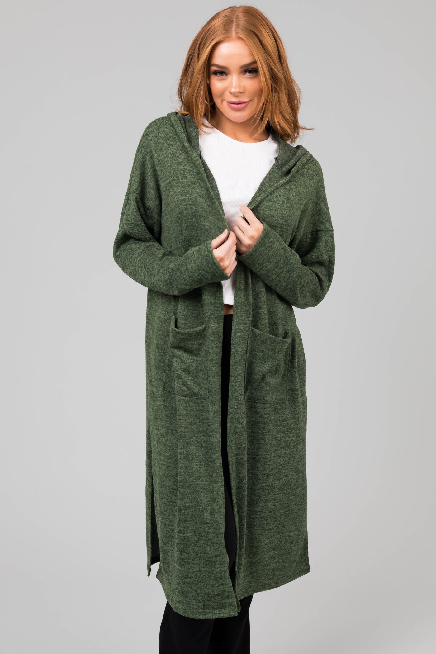 Pine Long Sleeve Hooded Duster Cardigan