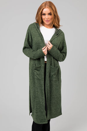Pine Long Sleeve Hooded Duster Cardigan