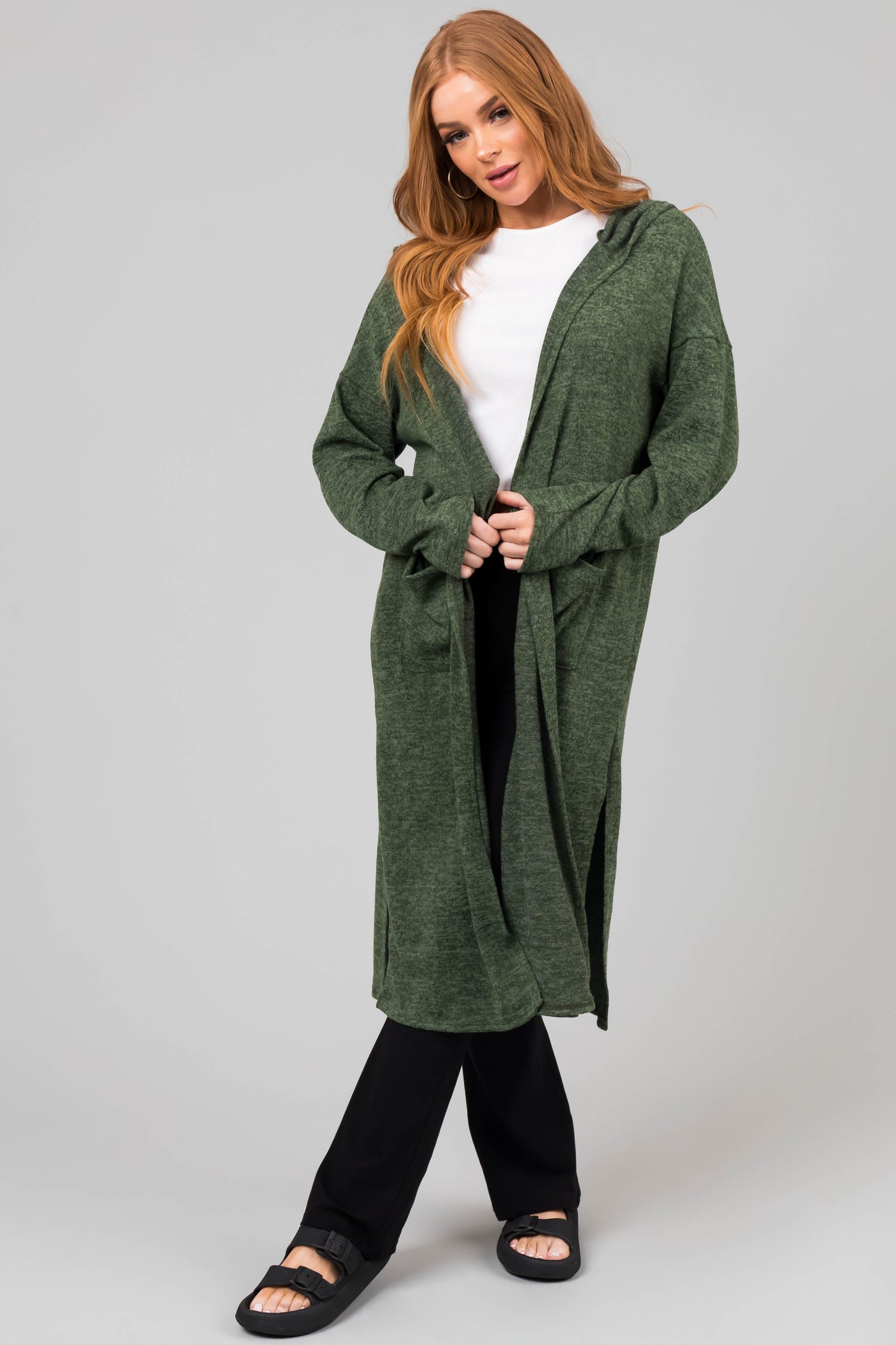 Pine Long Sleeve Hooded Duster Cardigan
