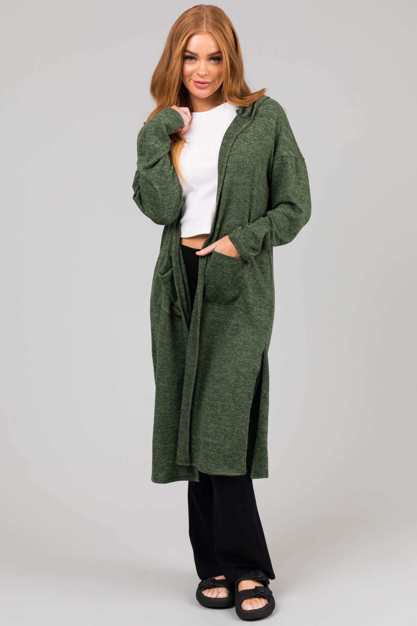 Pine Long Sleeve Hooded Duster Cardigan
