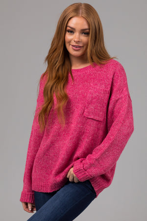 Punch Chest Pocket Cuffed Sleeve Sweater