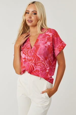 Punch and Scarlet Printed V Neck Blouse