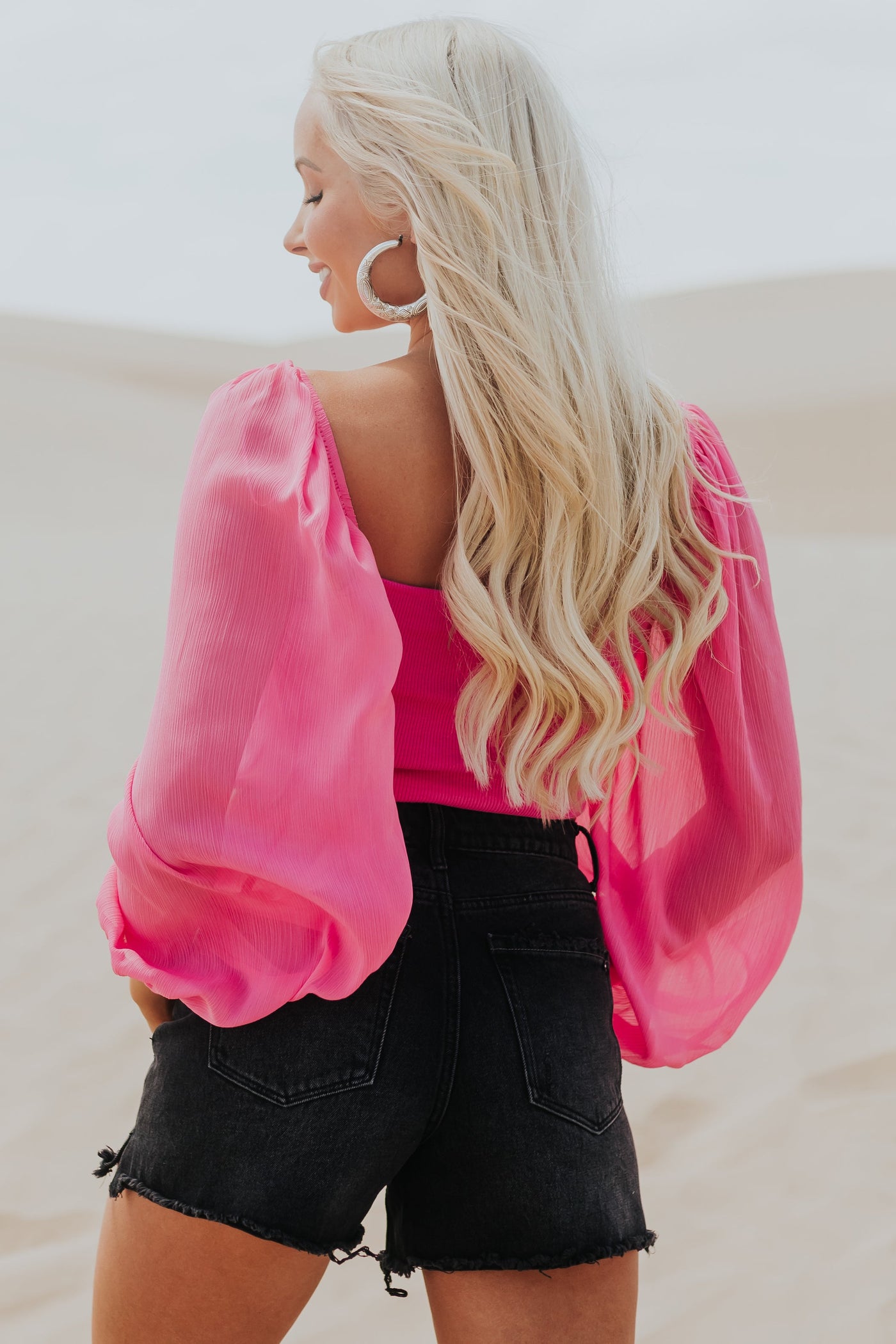 Raspberry Long Sleeve Square Neck Corset Top