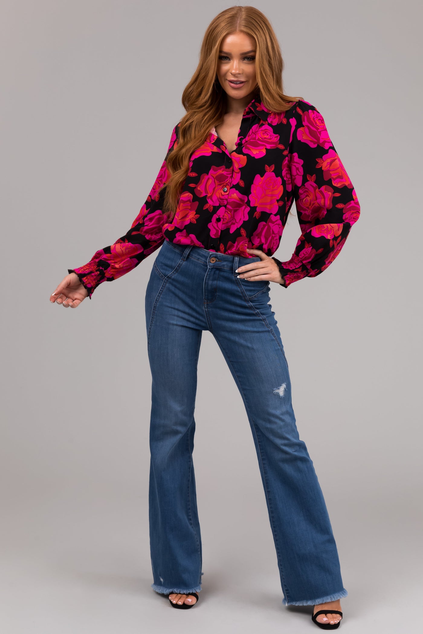 Rewash Medium Wash High Rise Flare Jeans