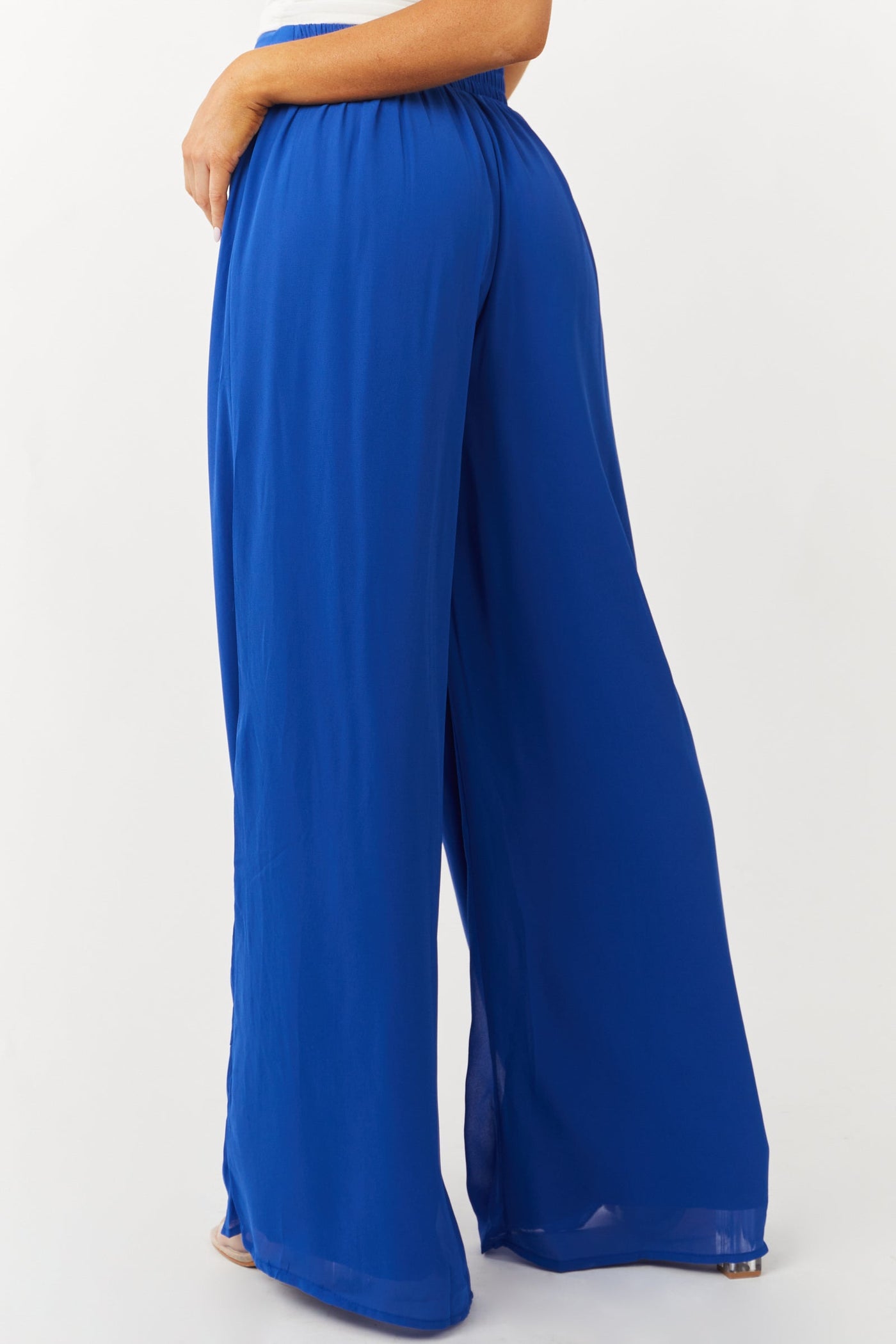 Royal Blue High Rise Woven Wide Leg Pants