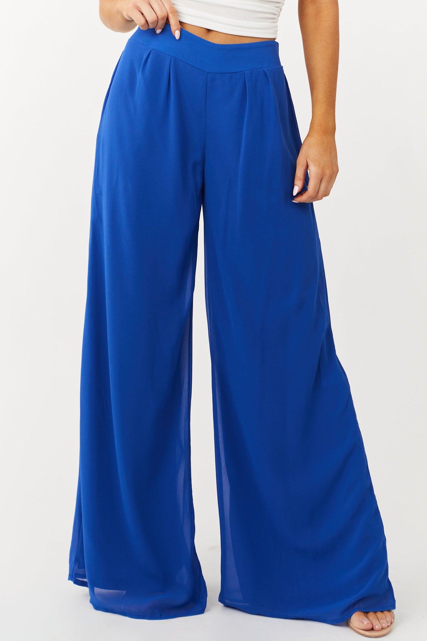 Royal Blue High Rise Woven Wide Leg Pants