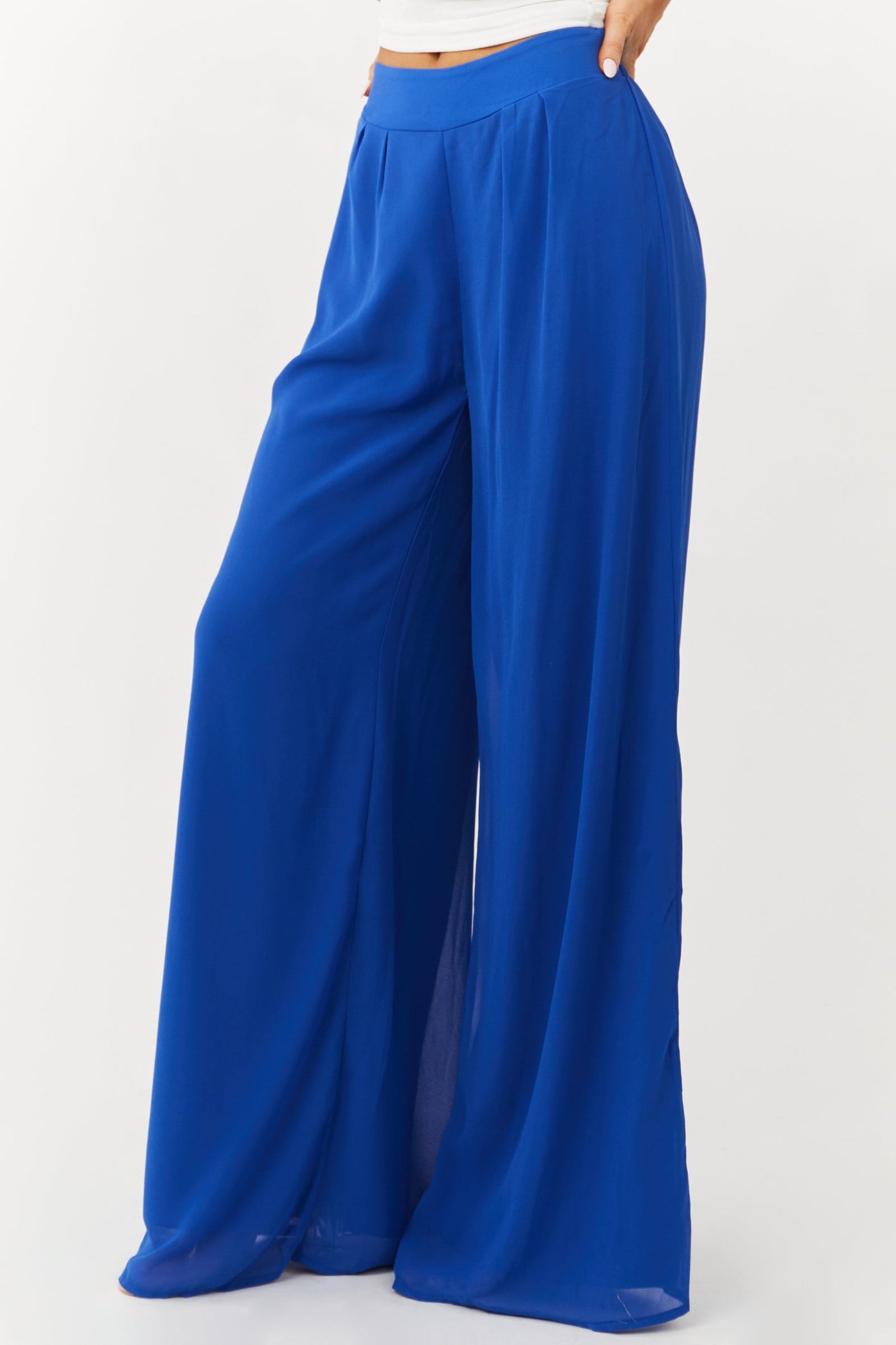 Royal Blue High Rise Woven Wide Leg Pants