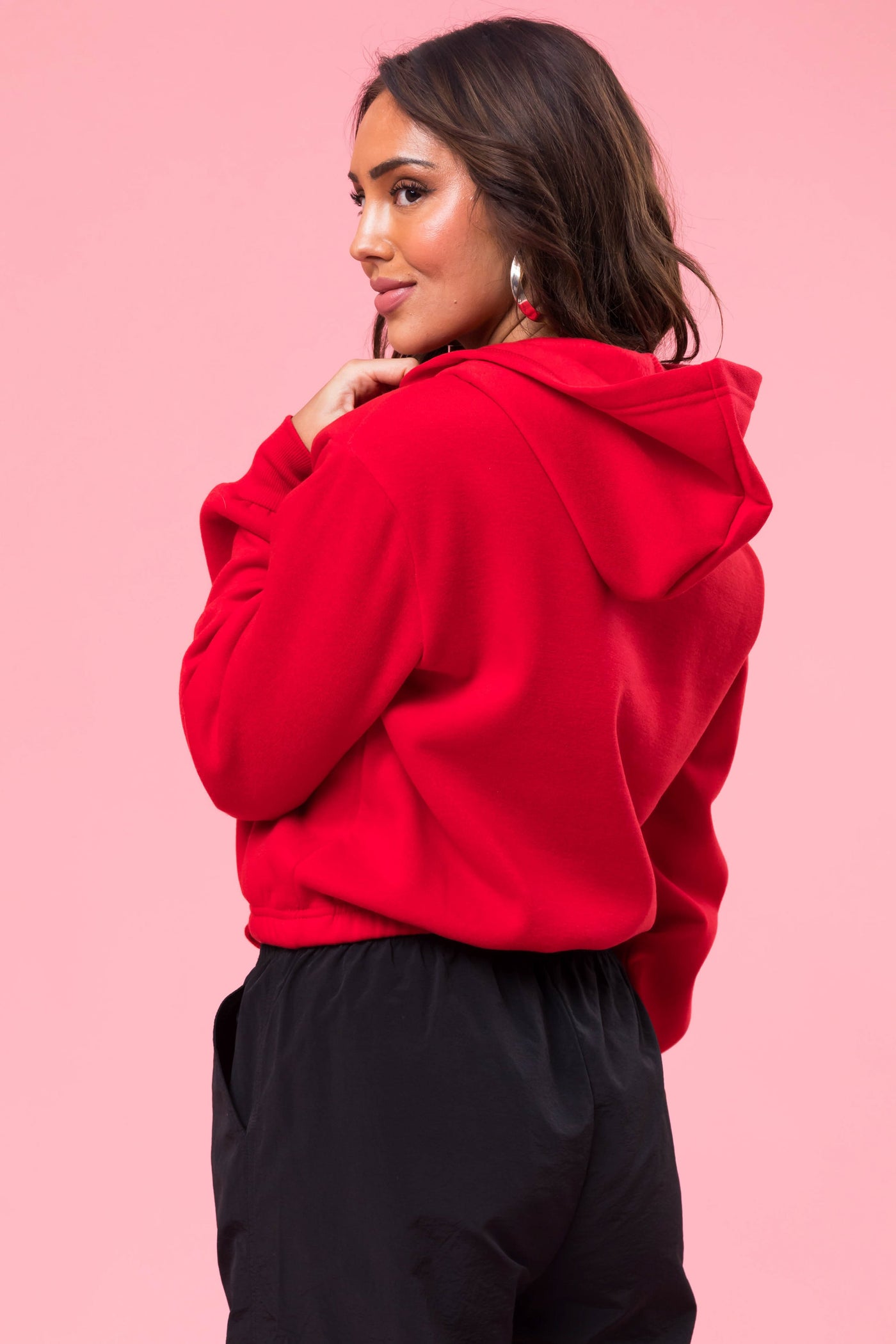 Ruby Heart Cut Out Rhinestone Hoodie