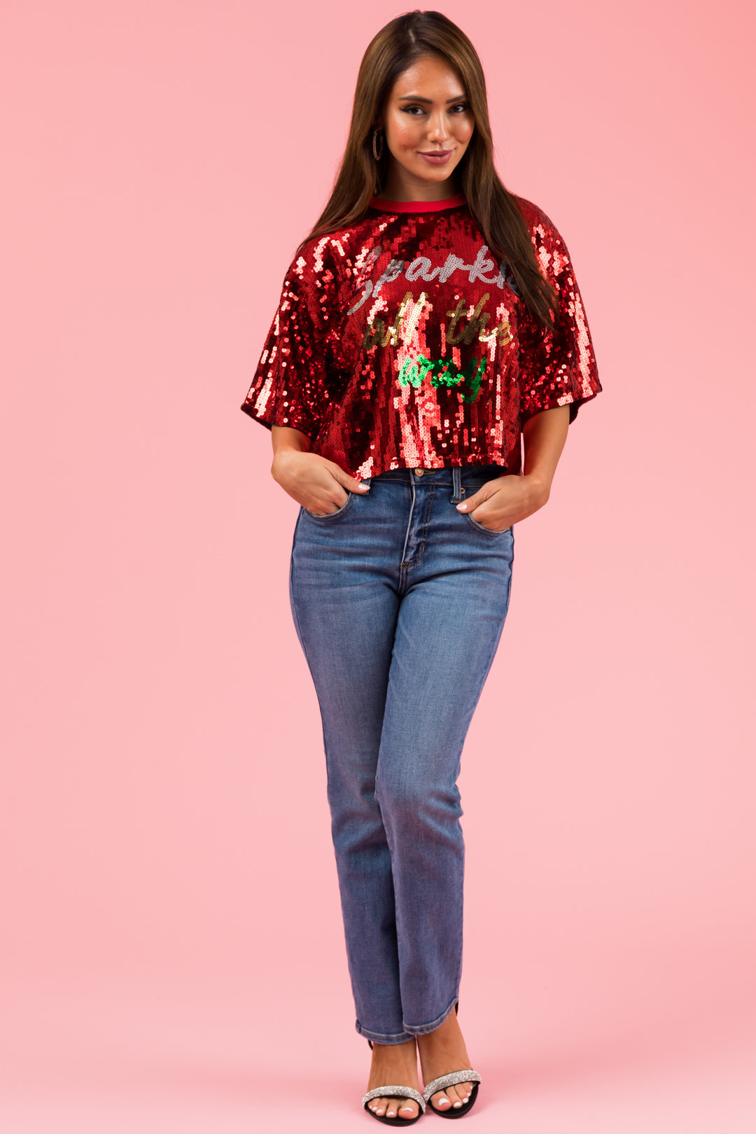 Ruby Sequin 'Sparkle All the Way' Crop Top