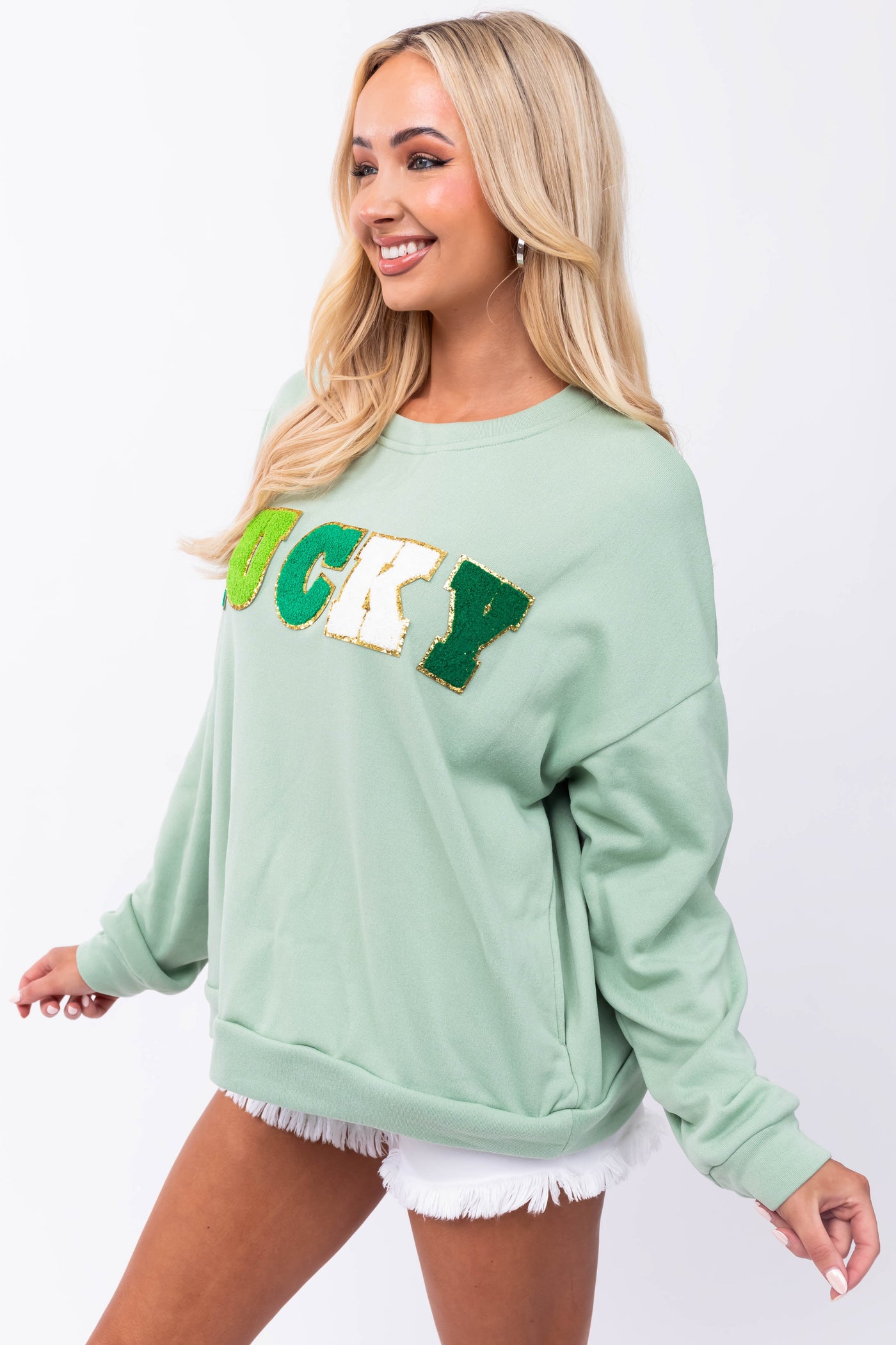 Sage 'Lucky' Graphic Soft Knit Sweatshirt