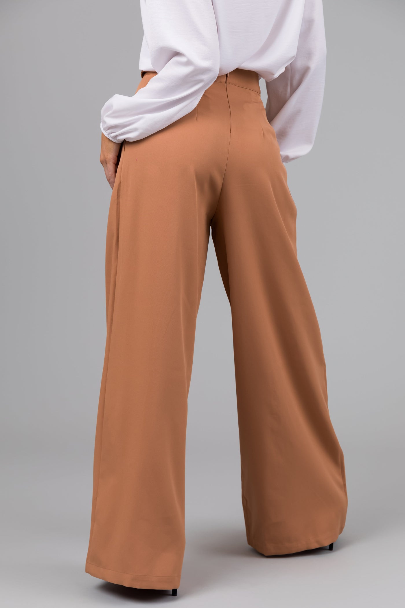 Sandstone Criss Cross Button Wide Leg Pants