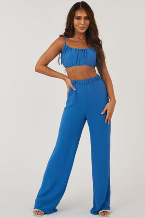 Sapphire Tie Strap Crop Top and Pants Set