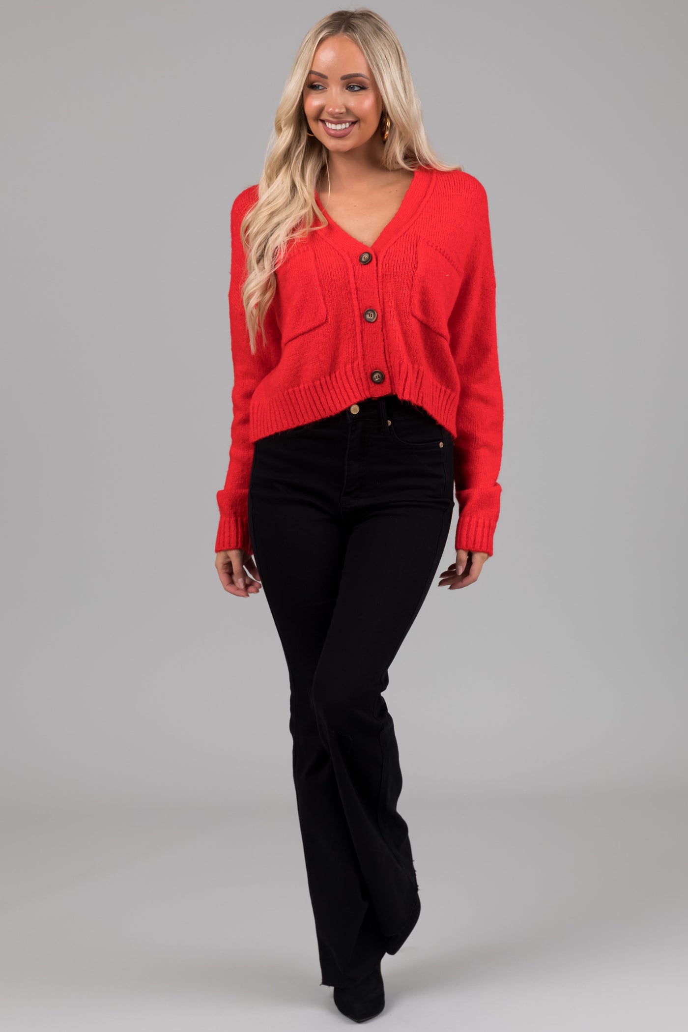 Scarlet Button Up Long Sleeve Cardigan