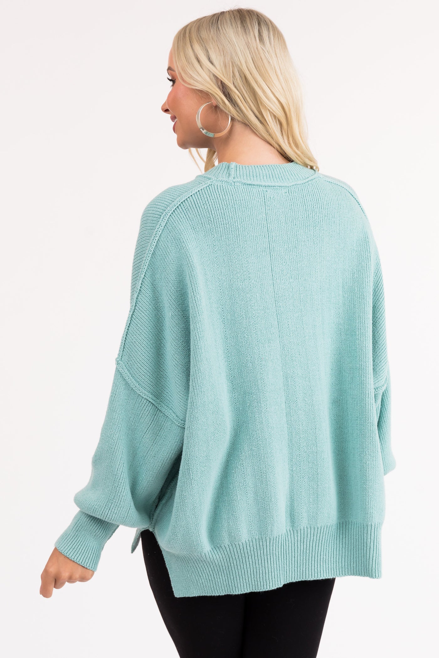 Seafoam Oversized Drop Shoulder Cozy Sweater