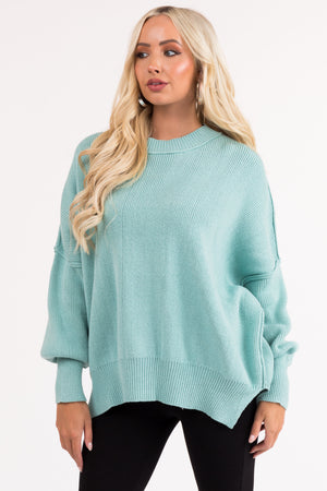 Seafoam Oversized Drop Shoulder Cozy Sweater