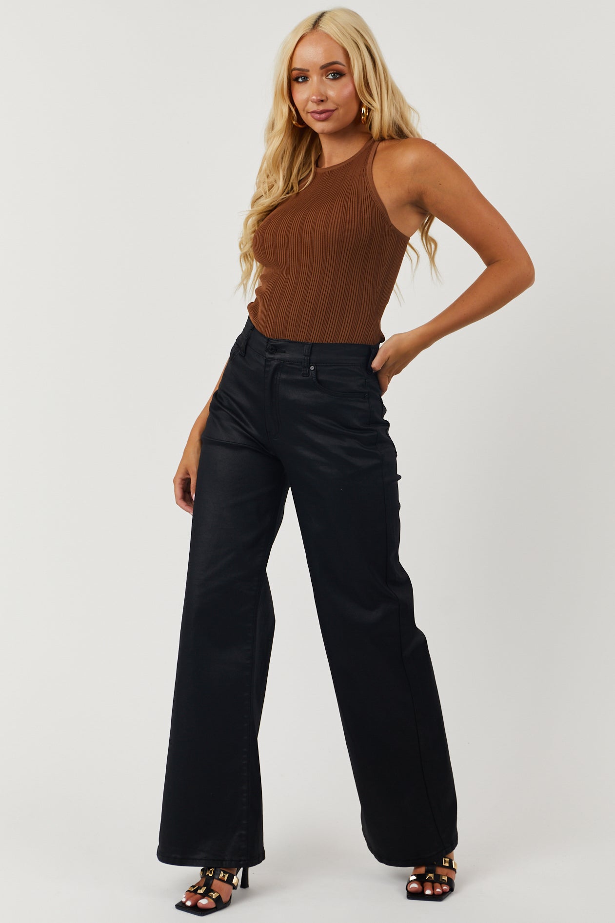 Sepia Brown Racerback Ribbed Knit Bodysuit