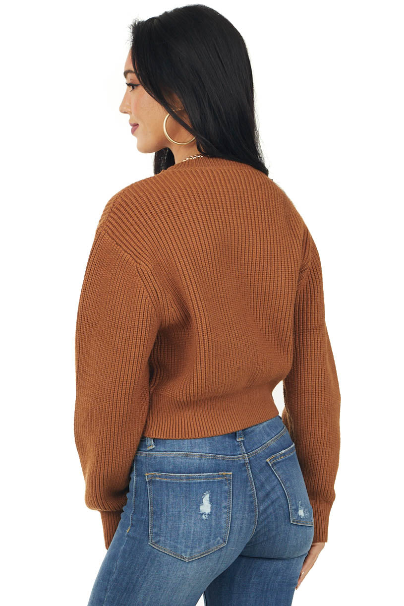 Sepia Thick Ribbed Cropped Sweater Top