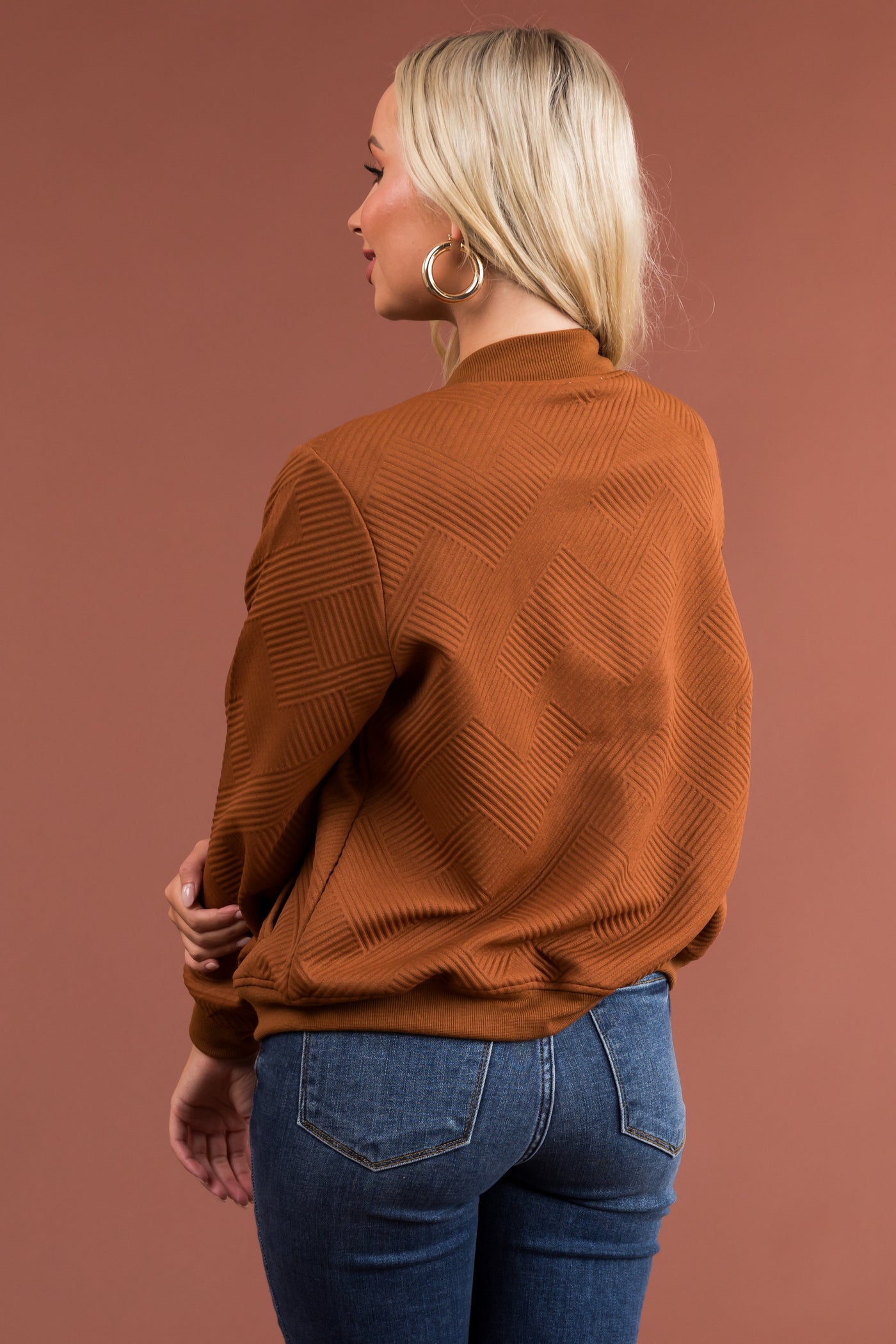 Sepia Zip Up Jacket with Ribbing
