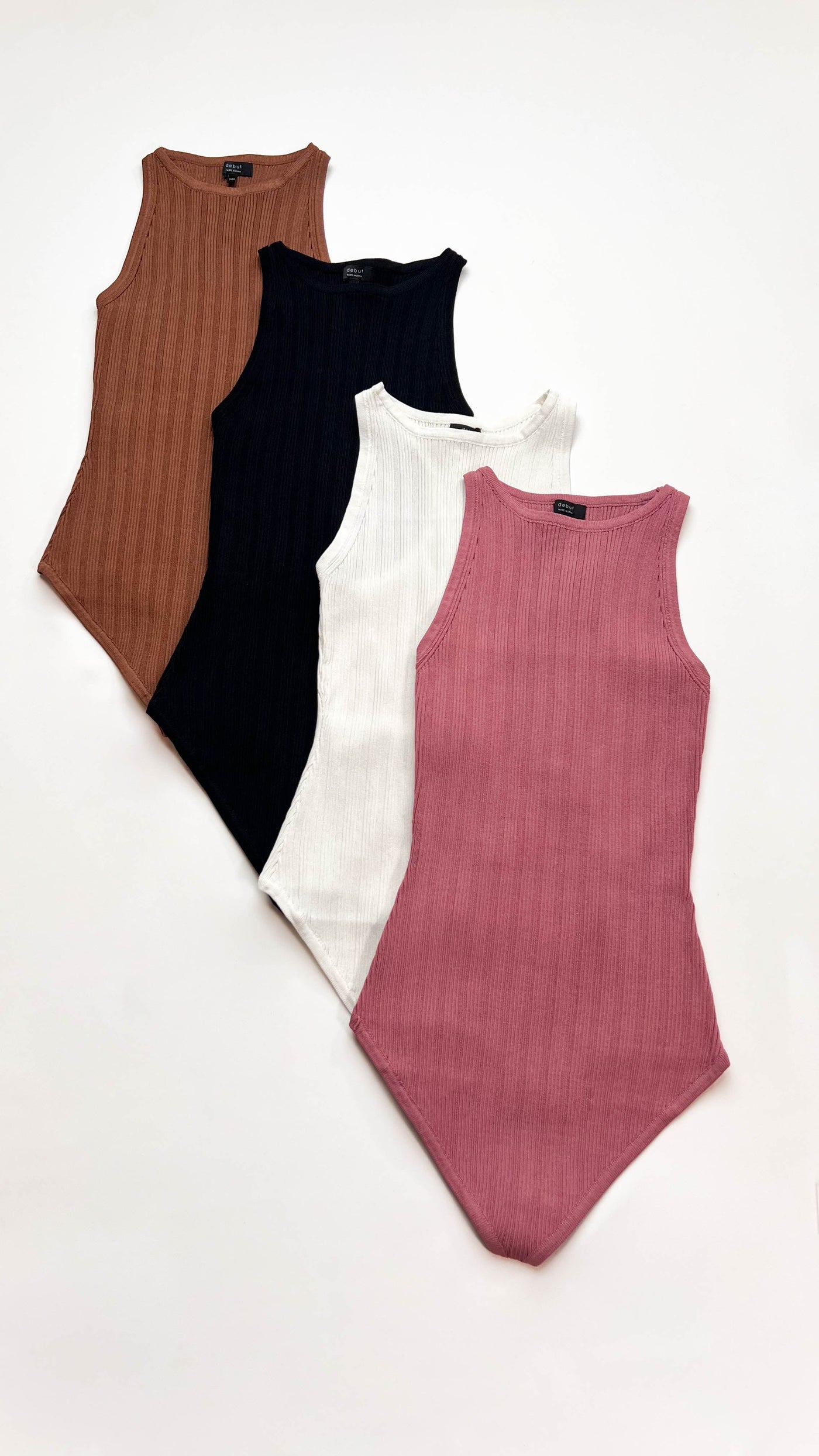 Sepia Brown Racerback Ribbed Knit Bodysuit