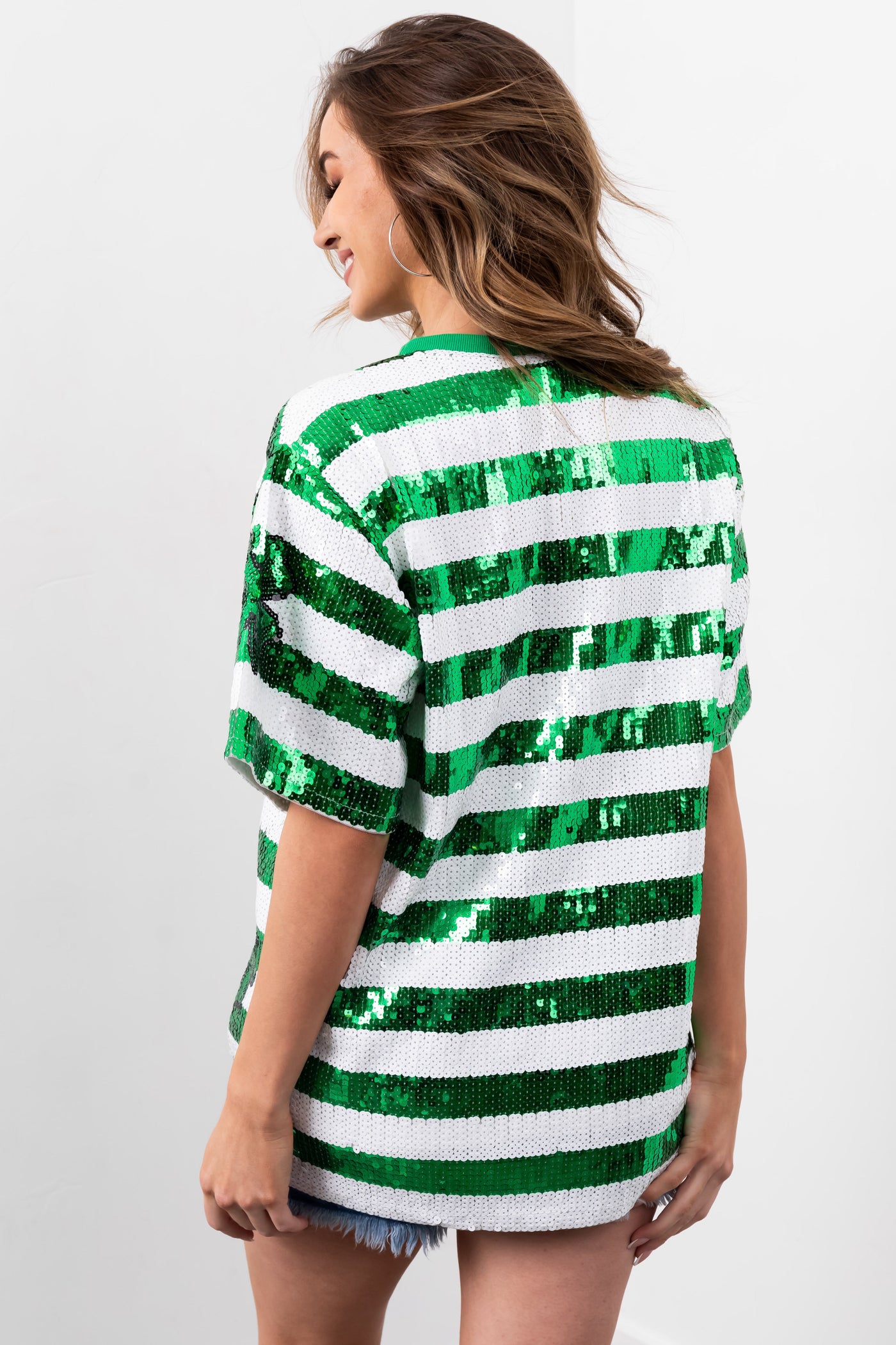 Shamrock and Off White Sequin Mini Dress