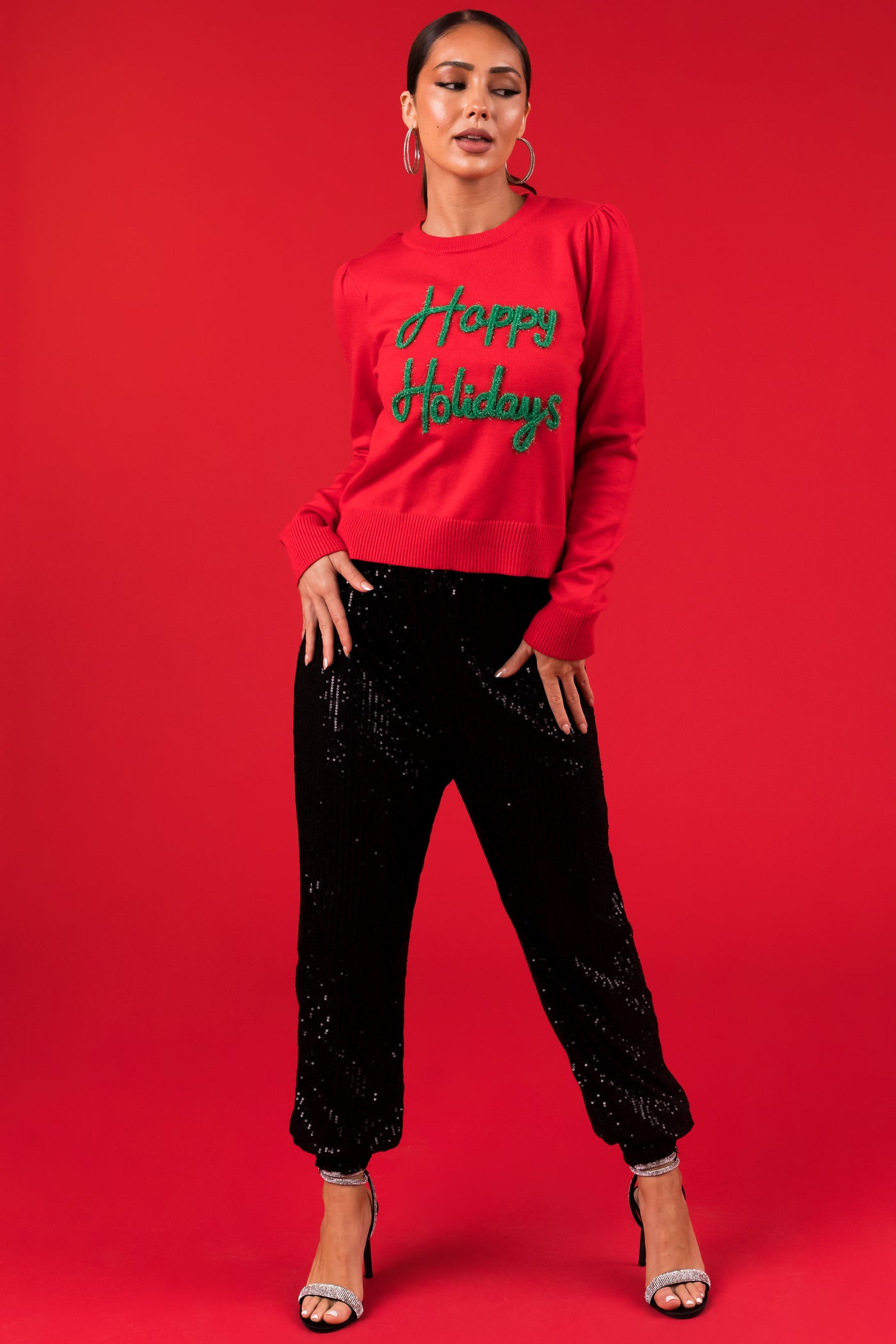 She+Sky Black Sequin Joggers