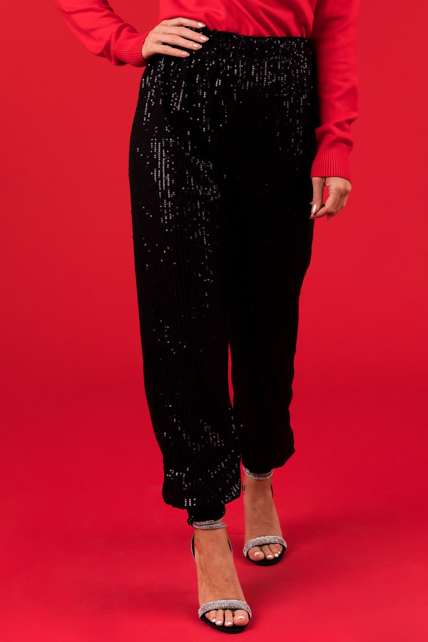 She+Sky Black Sequin Joggers