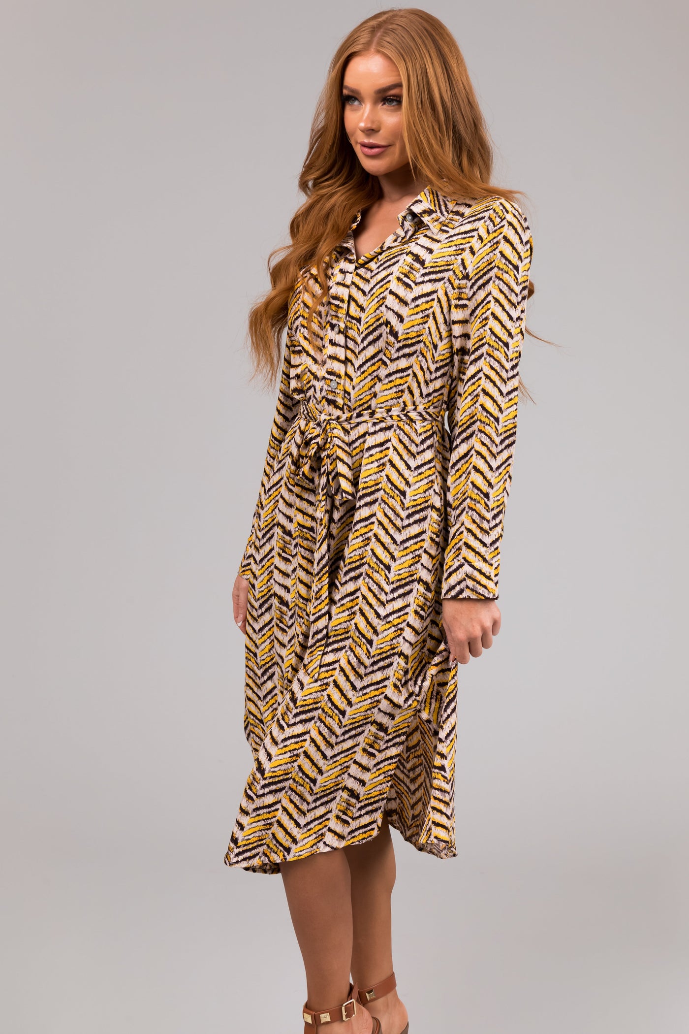 She+Sky Canary Yellow Button Down Dress