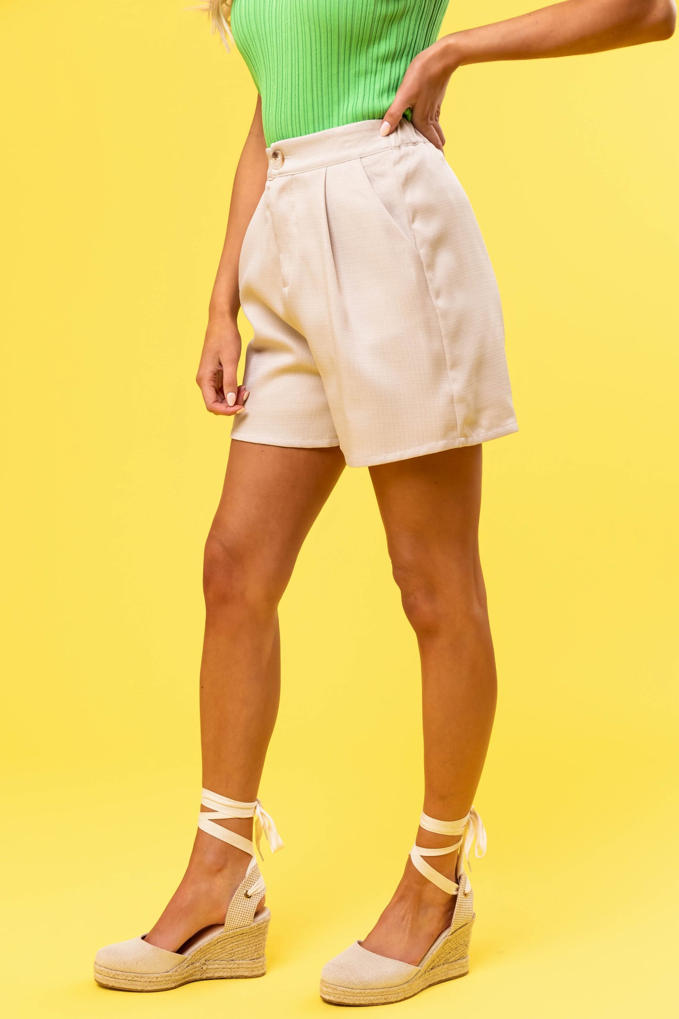 She+Sky Champagne Woven Shorts