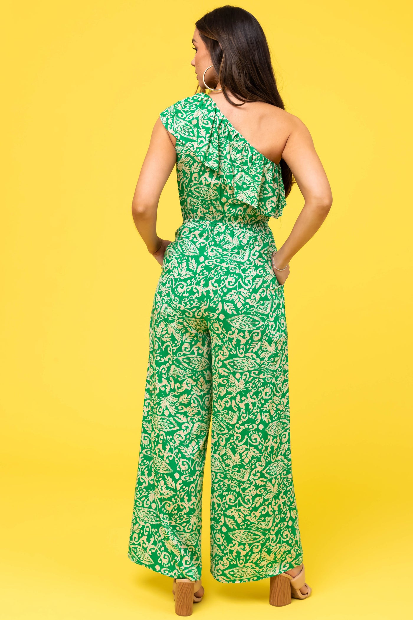She+Sky Jade One Shoulder Printed Jumpsuit